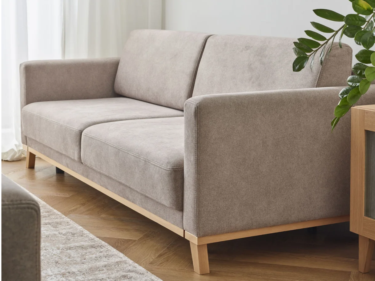 sofa repose w brązowej tkaninie